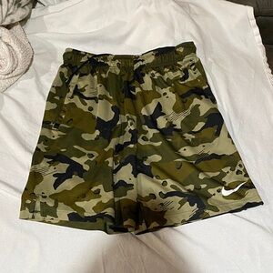 Nike Men's Athletic Camouflage Shorts - Olive and Black